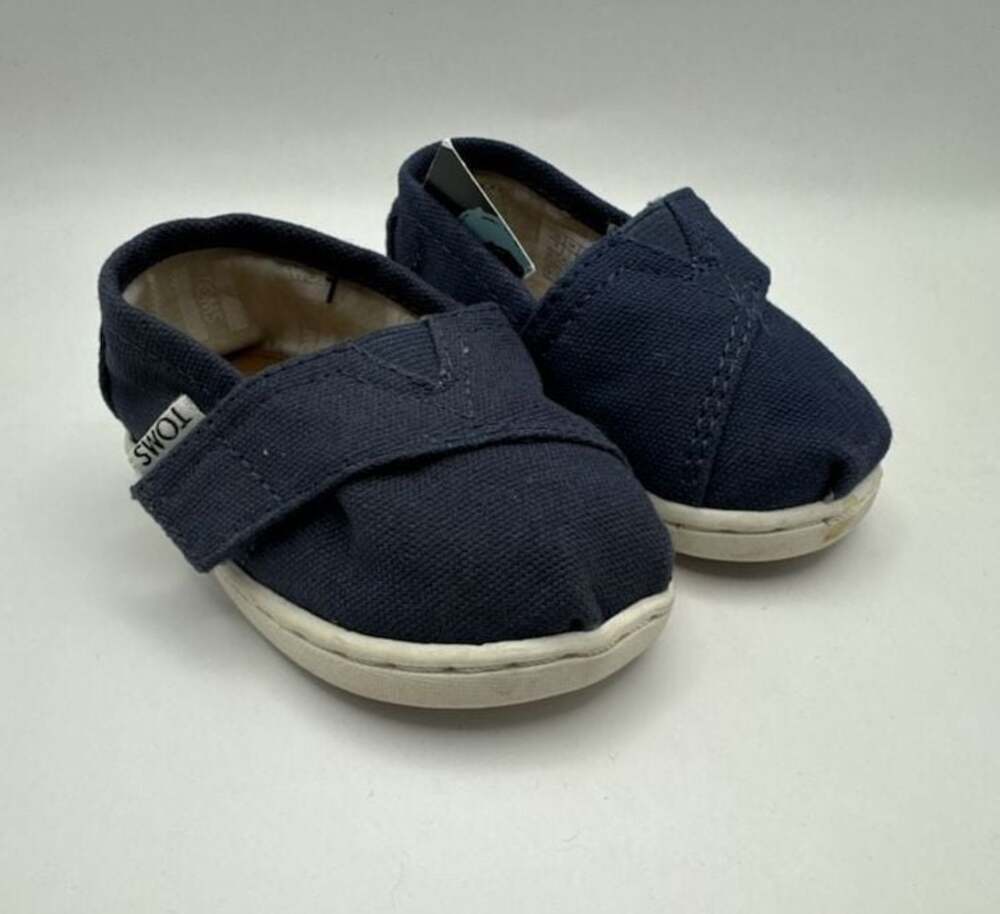TOMS Tiny Alpargata Hook-and-Loop Canvas Navy Shoes Infant sz. T4
